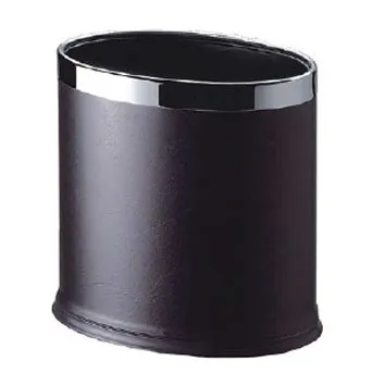 AFVALBAK OVAAL ZWART LEDERLOOK PVC / ZWART 10L